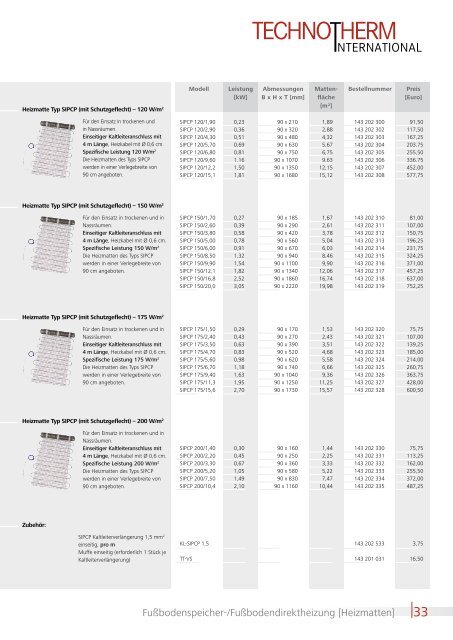 Preis- und Typenliste - technotherm