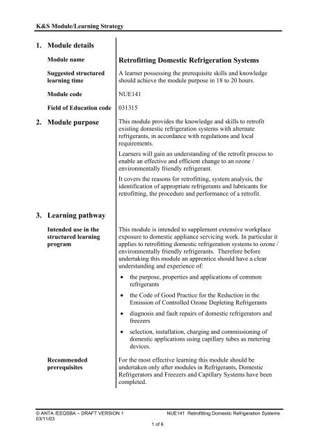 1. Module details Retrofitting Domestic Refrigeration Systems 2 ...