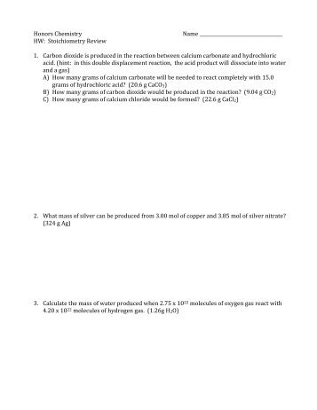 Stoichiometry Review - Honors Chemistry