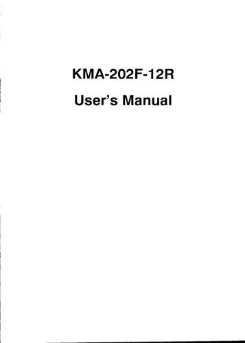 KMA-202F-12R User's Manual - Matthieu Benoit