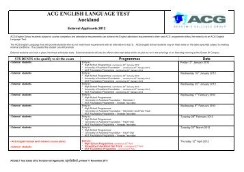 ACG ENGLISH LANGUAGE TEST Auckland - The Academic ...