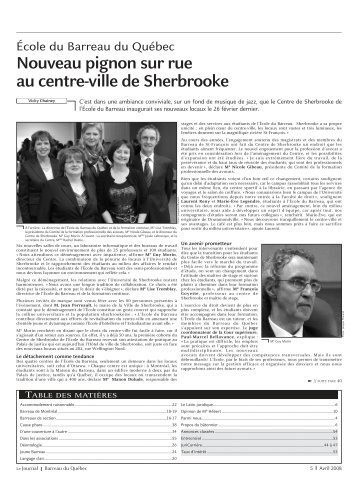 Journal du Barreau - Volume 40, num.ro 4 - Avril 2008 - Barreau du ...
