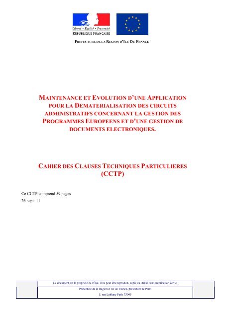 cahier des clauses techniques particulieres (cctp) - PrÃ©fecture de ...
