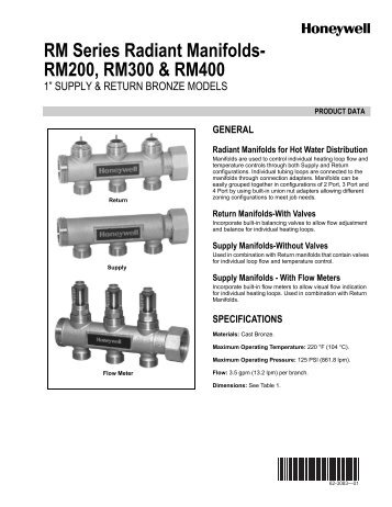 Tech Sheet for Honeywell RM-Series Radiant Manifolds