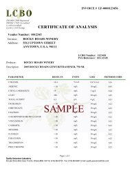 CERTIFICATE OF ANALYSIS - Doing Business with LCBO