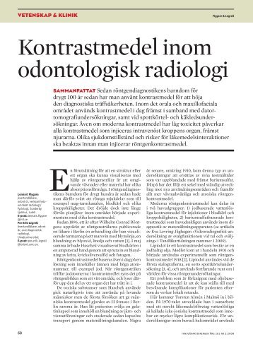 Kontrastmedel inom odontologisk radiologi - Tandläkartidningen