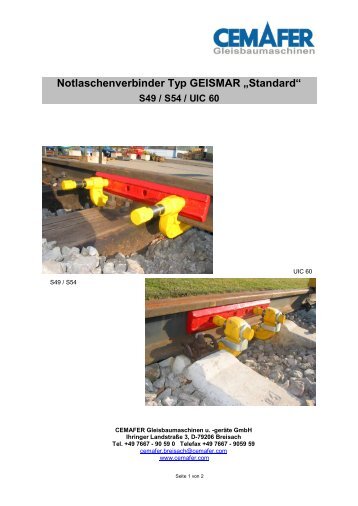 Notlaschenverbinder Typ GEISMAR âStandardâ - Cemafer GmbH