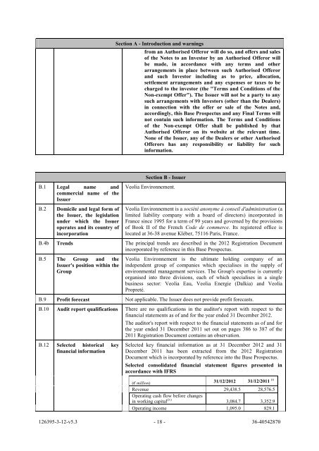 EMTN base prospectus dated 16 July 2013 - Veolia Finance - Veolia ...