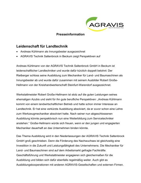 Text zum Download - AGRAVIS Technik Saltenbrock GmbH
