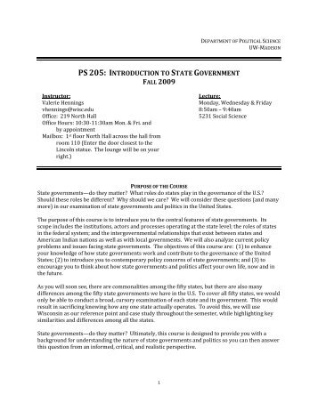 PS 205 Intro to State Government.pdf - Department of Political Science