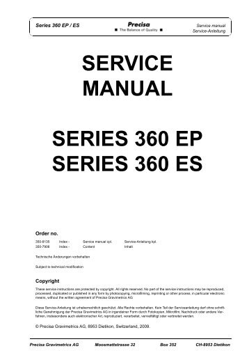 SERVICE MANUAL SERIES 360 EP SERIES 360 ES - Precisa