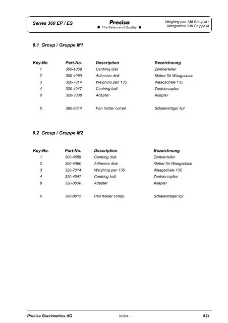 SERVICE MANUAL SERIES 360 EP SERIES 360 ES - Precisa