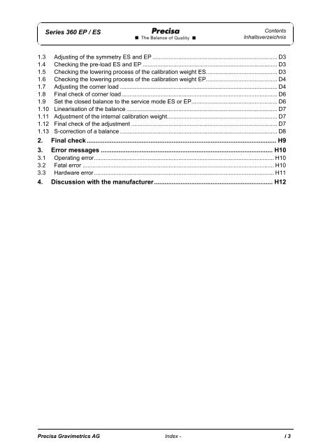 SERVICE MANUAL SERIES 360 EP SERIES 360 ES - Precisa