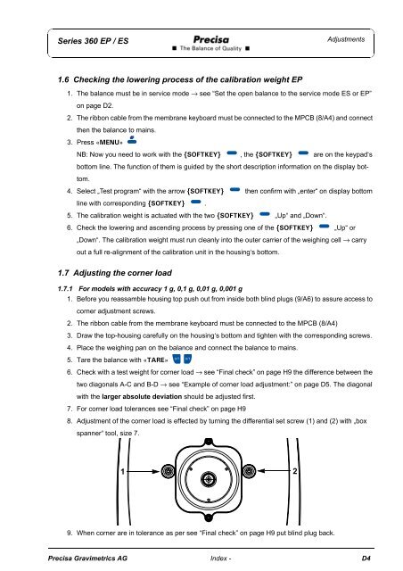 SERVICE MANUAL SERIES 360 EP SERIES 360 ES - Precisa