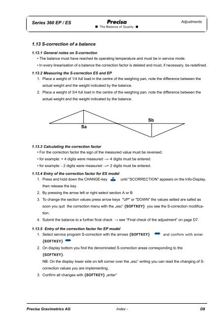 SERVICE MANUAL SERIES 360 EP SERIES 360 ES - Precisa