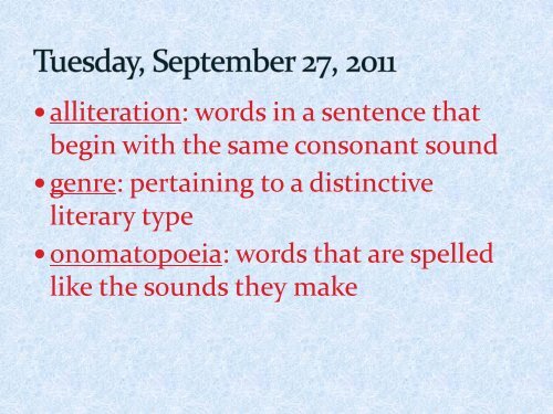 September Vocabulary