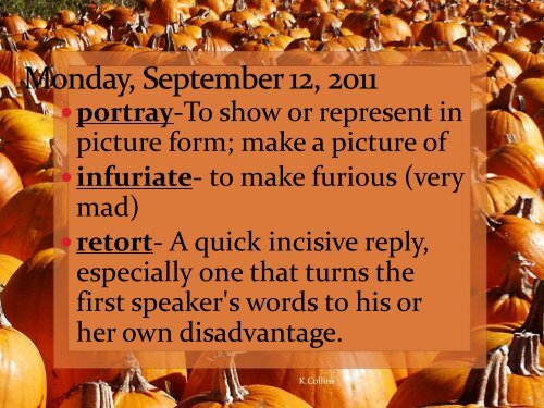 September Vocabulary