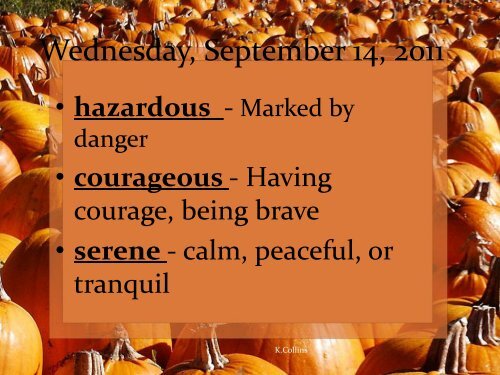 September Vocabulary