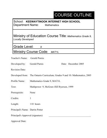 MAT1L - Keewaytinook Internet High School