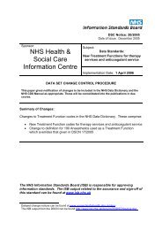 New Treatment Functions for - Information Standards Board for ...