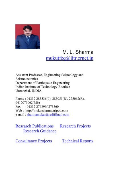 M. L. Sharma - Indian Institute of Technology Roorkee
