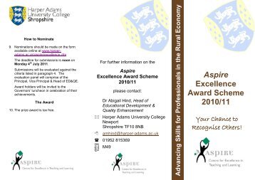 Aspire Excellence Award Scheme 2010/11 - Harper Adams ...