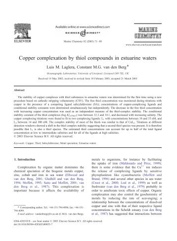 Copper complexation by thiol compounds in ... - ResearchGate