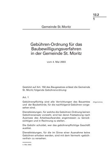 13.2 GebÃ¼hren-Ordnung f. d. Baubewilligungsverf. in St. Moritz (PDF ...