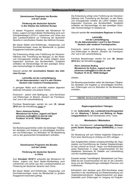 Amtsblatt Kultus und Unterricht Nr. 1/2010 vom 7. Januar 2010 ...