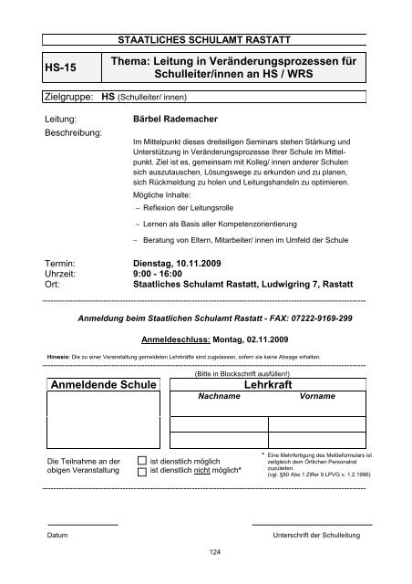 Anmeldende Schule Lehrkraft