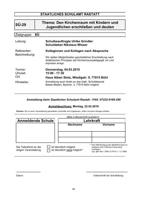 Anmeldende Schule Lehrkraft