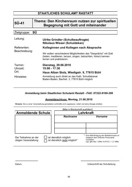 Anmeldende Schule Lehrkraft