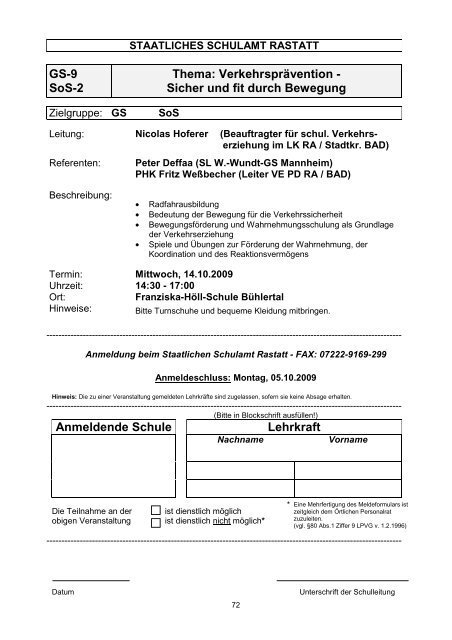 Anmeldende Schule Lehrkraft