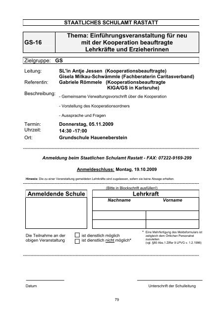 Anmeldende Schule Lehrkraft