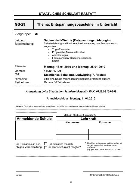 Anmeldende Schule Lehrkraft