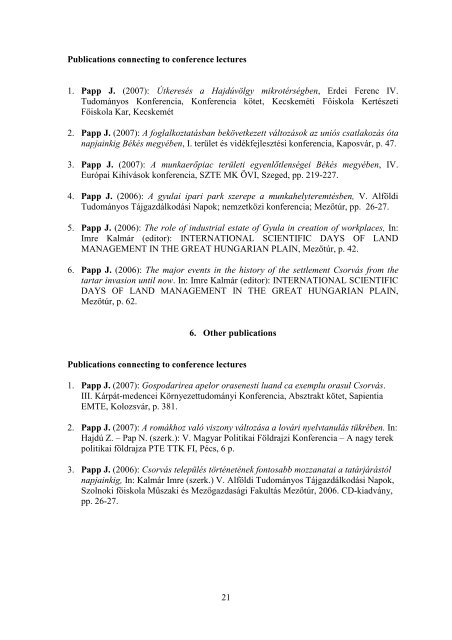 UNIVERSITY OF PÃCS Changes in the Employment ... - PTE TTK FI