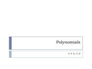 Exponents and Polynomials