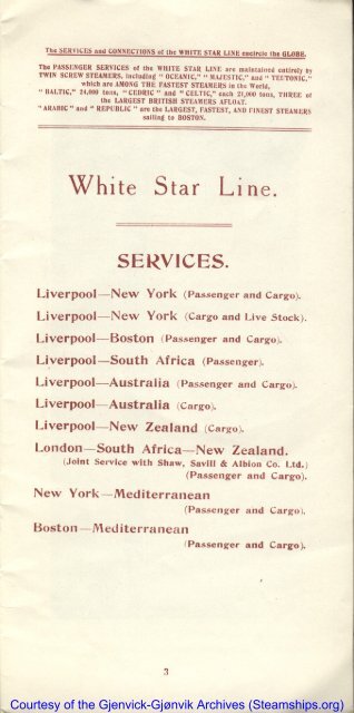 White Star Line Brochure, 1906 - RMS Republic