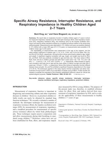 Specific airway resistance, interrupter resistance, and ... - copsac