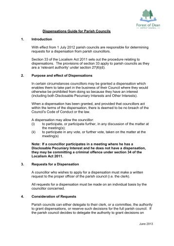 Dispensation Guide for Parish Councils - Forest of Dean District ...