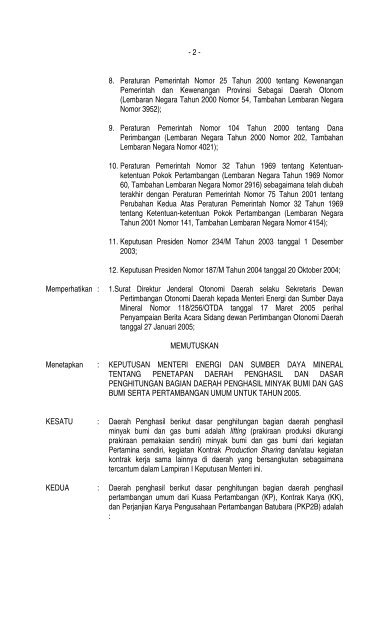 Keputusan menteri Nomor 1135 K/81/MEM/2005 - Departemen ...