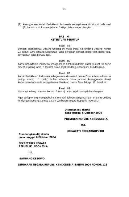 UU 29 tahun 2004 tentang Praktik Kedokteran - Dikti