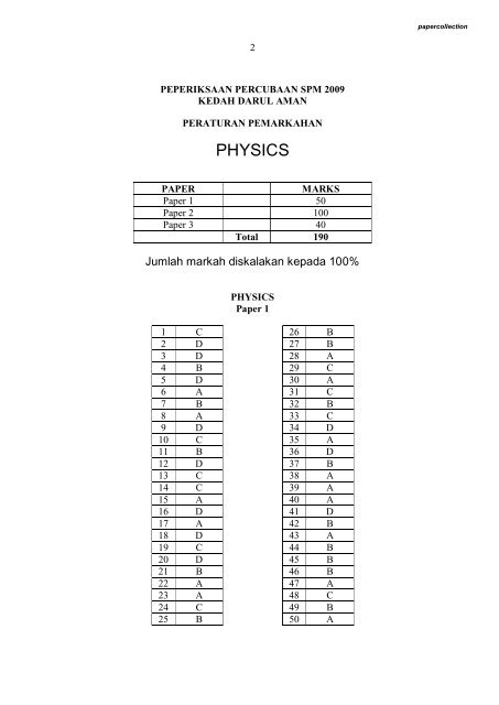 PHYSICS - Trial Paper Collection