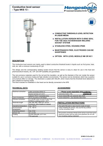 Conductive level sensor - Ebora