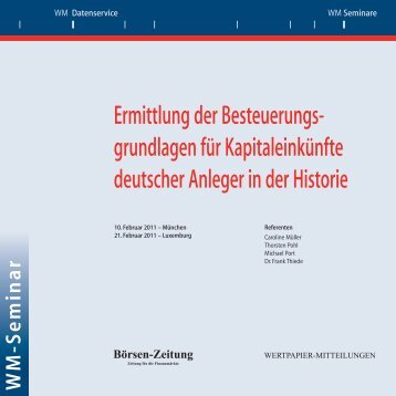 Ermittlung der Besteuerungs- grundlagen fÃ¼r ... - WM Datenservice