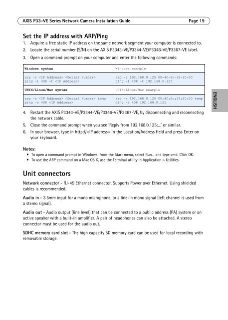 Axis P3367-VE Installation Guide - Use-IP