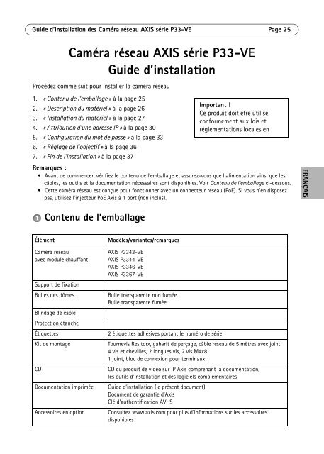 Axis P3367-VE Installation Guide - Use-IP