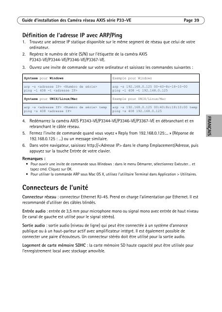 Axis P3367-VE Installation Guide - Use-IP