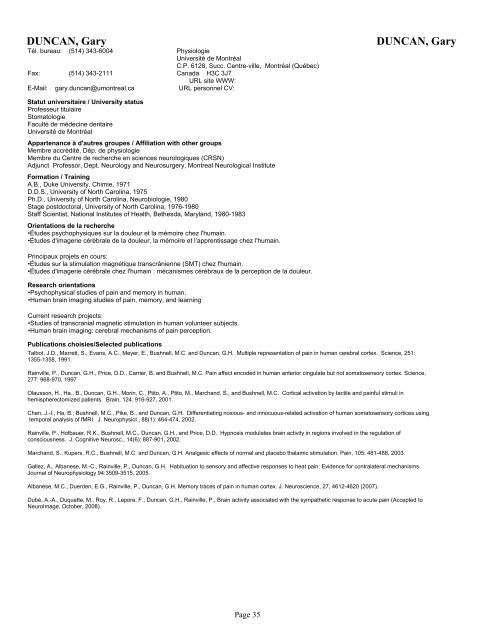 Rapport annuel complet - GRSNC - UniversitÃ© de MontrÃ©al