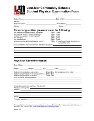 Linn-Mar Community Schools Student Physical Examination Form